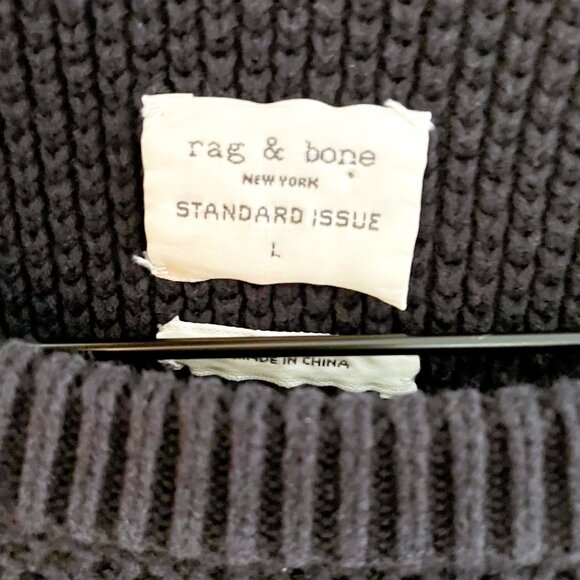 Rag & Bone Men's Navy Blue Bennett Textured Crewneck Sweater, Size Large - Picture 4 of 5